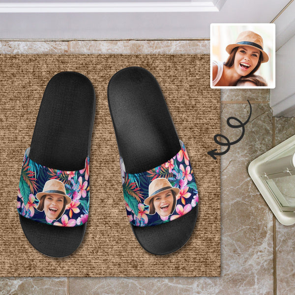 FacePajamas Sandals-2ML-SDS 36(230mm) Personalized Tropical Plants Slippers Home Shoes Custom Photo Slide Sandals