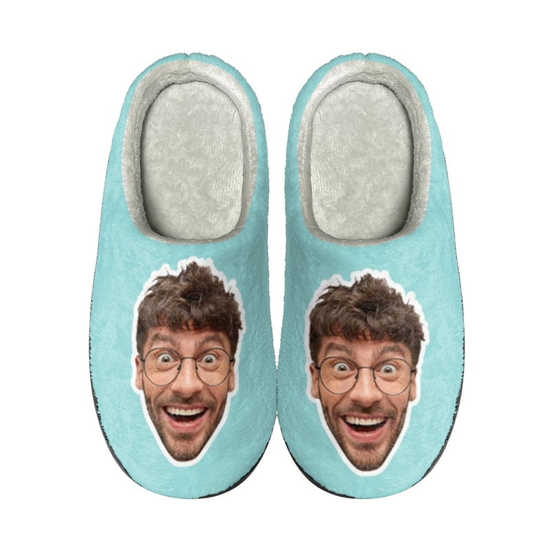 FacePajamas Slippers-2ML-ZD Adult / Green / XS Custom Big Face Multicolor Cotton Slippers for Adult&Kids Personalized Non-Slip Slippers Warm House Shoes