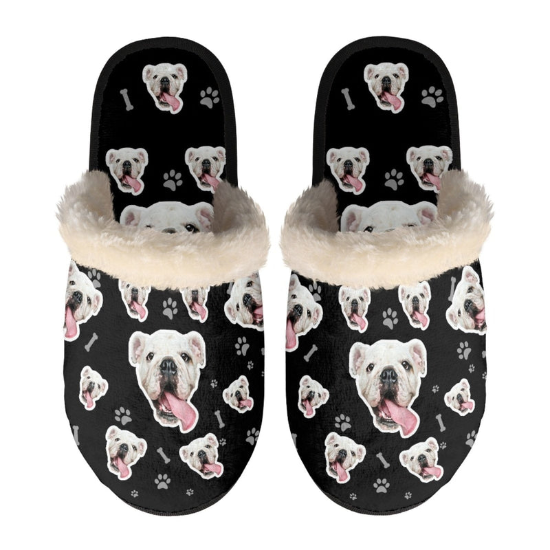 FacePajamas Slippers-2ML-ZD Black / XS Custom Dog Face Multicolor Fuzzy Slippers for Women and Men Personalized Photo Non-Slip Slippers Indoor Warm House Shoes
