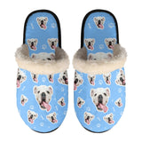 FacePajamas Slippers-2ML-ZD Blue / XS Custom Dog Face Multicolor Fuzzy Slippers for Women and Men Personalized Photo Non-Slip Slippers Indoor Warm House Shoes