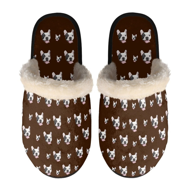 FacePajamas Slippers-2ML-ZD Brown / XS Custom Face Fuzzy Slippers for Women and Men Personalized Photo Non-Slip Slippers Indoor Warm House Shoes