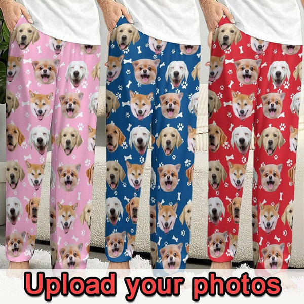 Custom Dog Face Slumber Party Unisex Long Pajama Pants Best Christmas Gifts for Pet Lovers