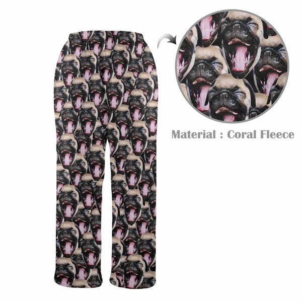 FacePajamas Pajama Shirt&Pants-Fleece Coral Fleece Pajama Trousers-Custom Face Pet Dog Seamless Warm and Comfortable Sleepwear Long Pajama Pants For Men Women