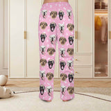 FacePajamas Pajama Shirt&Pants-Fleece Coral Fleece Pajama Trousers-Custom Pet Face Bone Foot Print Warm and Comfortable Sleepwear Long Pajama Pants For Men Women