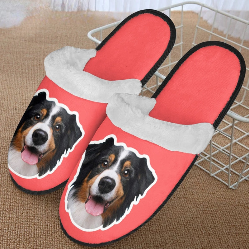 FacePajamas Slippers-2ML-ZD Custom Big Face Multicolor Fuzzy Slippers for Women and Men Personalized Photo Non-Slip Slippers Indoor Warm House Shoes