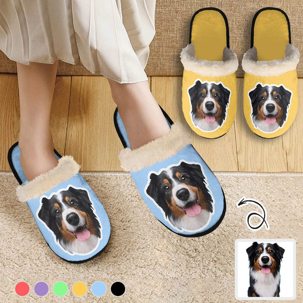FacePajamas Slippers-2ML-ZD Custom Big Face Multicolor Fuzzy Slippers for Women and Men Personalized Photo Non-Slip Slippers Indoor Warm House Shoes