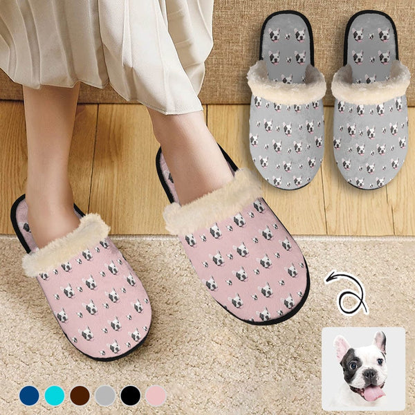 FacePajamas Slippers-2ML-ZD Custom Face Fuzzy Slippers for Women and Men Personalized Photo Non-Slip Slippers Indoor Warm House Shoes
