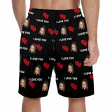 FacePajamas Pajama Shorts Custom Face Men's Pajama Shorts Personalized Love You Sleepwear Shorts