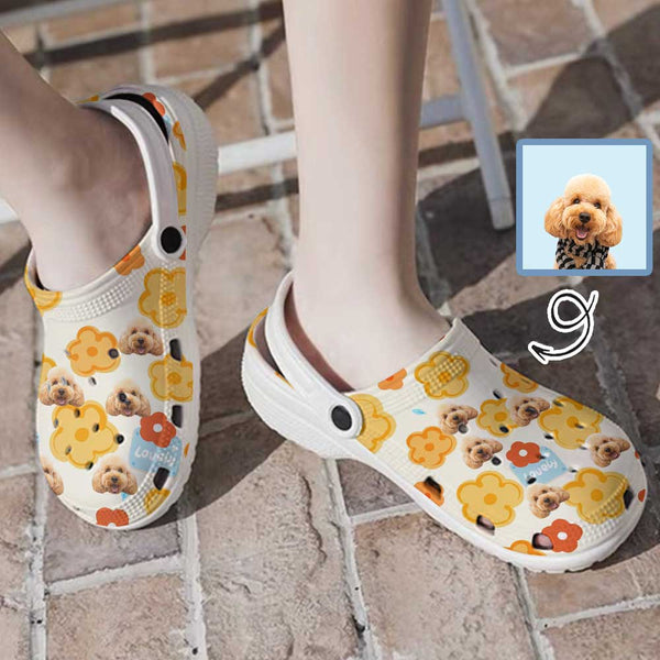 FacePajamas Hole Shoes-2ML-ZD Custom Pet Face Cute Flower Kid's Hole Shoes Personalized Photo Clog Shoes Child Funny Slippers