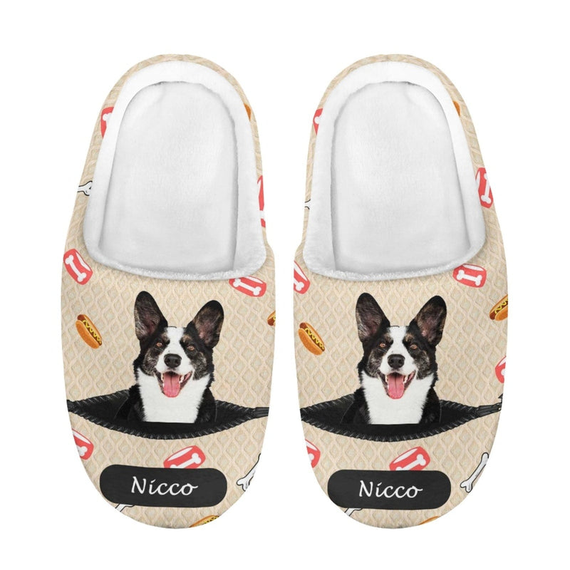 FacePajamas Slippers-2ML-ZD Custom Pet Face&Name Cotton Slippers for Adult&Kids Personalized Non-Slip Slippers Warm House Shoes