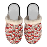 FacePajamas Slippers-2ML-ZD Face with Santa Hat / XS Custom Seamless Face Fuzzy Slippers for Women and Men Personalized Photo Non-Slip Slippers Indoor Warm House Shoes