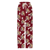 FacePajamas Pajama Pants& Bandana-2ML-SDS For Adult-Pajama Pants / Burgundy / S Custom Dog Face Dog Bone Pajama Pants and Pet Dog Bandana