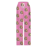 FacePajamas Pajama Pants& Bandana-2ML-SDS For Adult-Pajama Pants / Pink / S Custom Cat Dog Face Solid Color Pajama Pants and Pet Dog Bandana