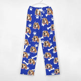 FacePajamas Pajama Pants& Bandana-2ML-SDS For Adult-Pajama Pants / Royal / S Custom Dog Face Dog Bone Pajama Pants and Pet Dog Bandana