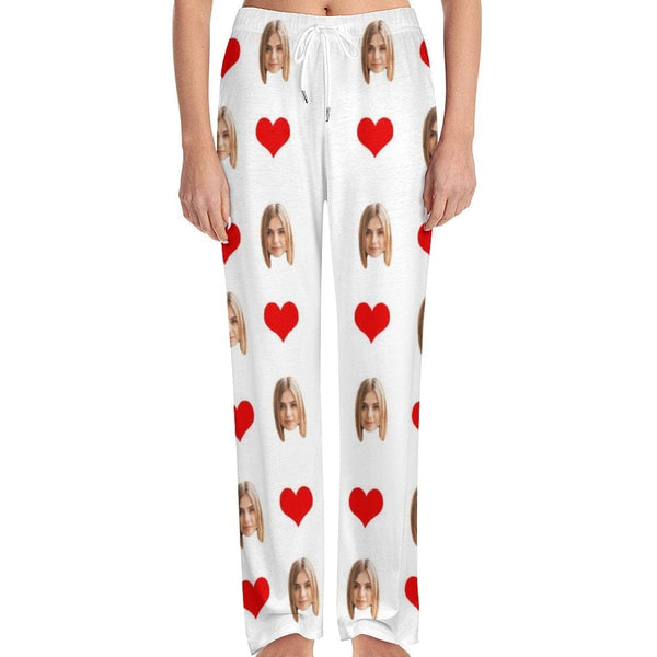 FacePajamas Pajama Pants& Bandana-2ML-SDS For Adult-Pajama Pants / S Custom Face With Red Heart Pajama Pants and Pet Dog Bandana
