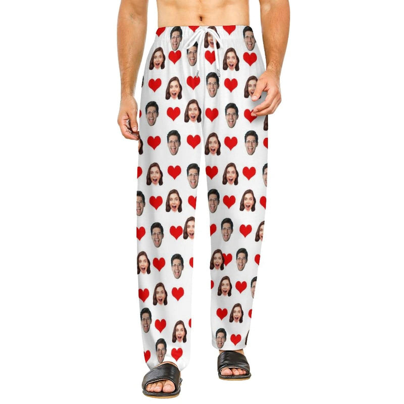 FacePajamas Pajama Pants& Bandana-2ML-SDS For Adult-Pajama Pants / White Heart / S Custom Cat Dog Face Solid Color Pajama Pants and Pet Dog Bandana