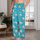 FacePajamas Pajama Shirt&Pants-Fleece For Men / S Coral Fleece Pajama Trousers-Custom Face Dog Bone Paw Print Warm and Comfortable Sleepwear Long Pajama Pants For Men Women