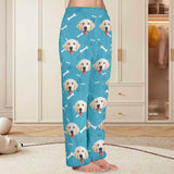 FacePajamas Pajama Shirt&Pants-Fleece For Women / S Coral Fleece Pajama Trousers-Custom Face Dog Bone Paw Print Warm and Comfortable Sleepwear Long Pajama Pants For Men Women