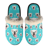 FacePajamas Slippers-2ML-ZD Green / XS Custom Dog Face Multicolor Fuzzy Slippers for Women and Men Personalized Photo Non-Slip Slippers Indoor Warm House Shoes