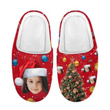 FacePajamas Slippers-2ML-ZD Kid / XS Custom Face Christmas Tree Cotton Slippers for Adult&Kids Personalized Non-Slip Slippers Warm House Shoes