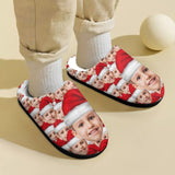 FacePajamas Slippers-2ML-ZD Kid / XS Custom Face Santa Hat Christmas Cotton Slippers for Adult&Kids Personalized Non-Slip Slippers Warm House Shoes