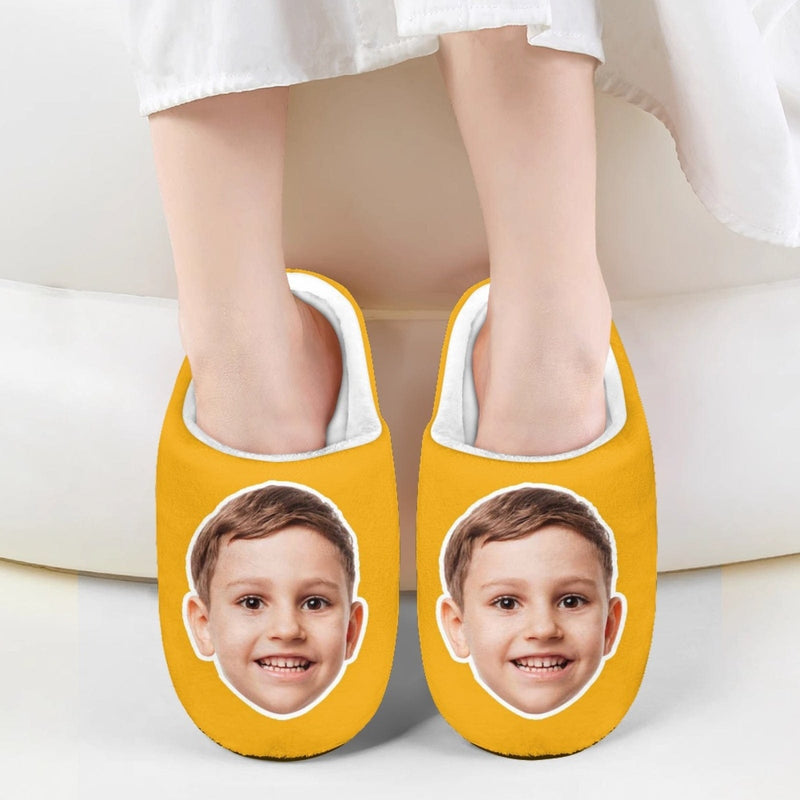 FacePajamas Slippers-2ML-ZD Kid / Yellow / XS Custom Big Face Multicolor Cotton Slippers for Adult&Kids Personalized Non-Slip Slippers Warm House Shoes