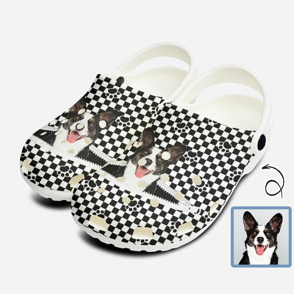 FacePajamas Hole Shoes-2ML-ZD Men / Men: US3.5 Custom Face Black&White Grid Zipper Hole Shoes Personalized Photo Clog Shoes Unisex Adult Funny Slippers (DHL is not supported)