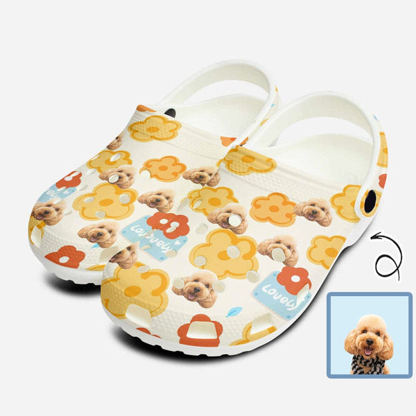 FacePajamas Hole Shoes-2ML-ZD Men / Men: US3.5 Custom Pet Face Flowers Hole Shoes Personalized Photo Clog Shoes Unisex Adult Funny Slippers (DHL is not supported)