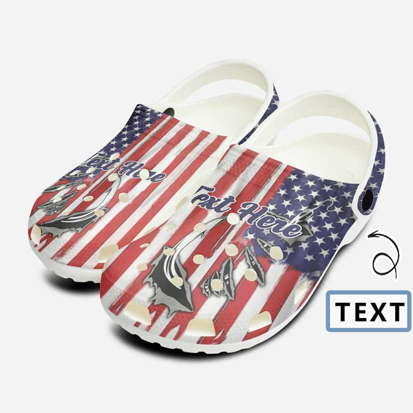 FacePajamas Hole Shoes-2ML-ZD Men / Men: US3.5 Custom Text American Flag Hole Shoes Personalized Photo Clog Shoes Unisex Adult Funny Slippers (DHL is not supported)