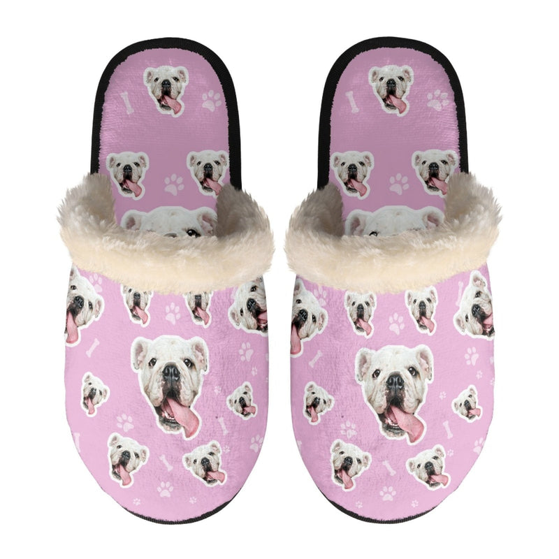 FacePajamas Slippers-2ML-ZD Pink / XS Custom Dog Face Multicolor Fuzzy Slippers for Women and Men Personalized Photo Non-Slip Slippers Indoor Warm House Shoes