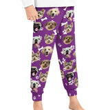 FacePajamas Pajama Pants& Bandana-2ML-SDS Purple / For Kid: 100CM Christmas Flash Sale For Kids-Custom Dog Face Kid's Long Pajama Pants Best Christmas Gifts for Children
