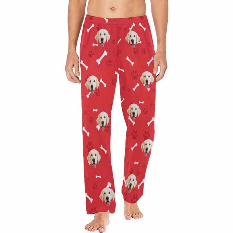 FacePajamas Pajama Pants Custom Face Pajama Pants Dog Smiley Face Sleepwear for Men
