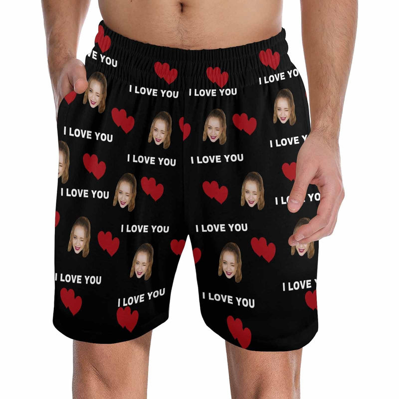 FacePajamas Pajama Shorts S Custom Face Men's Pajama Shorts Personalized Love You Sleepwear Shorts
