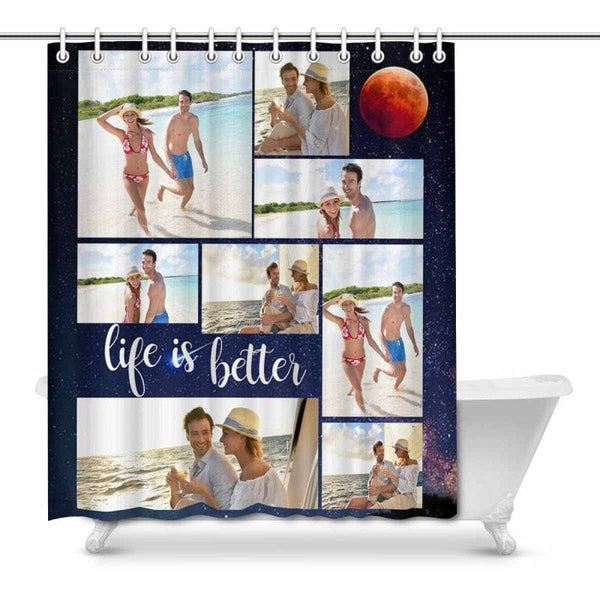 YesCustom Shower Curtain One Size Custom Photo Life Is Better Shower Curtain 66" x72"