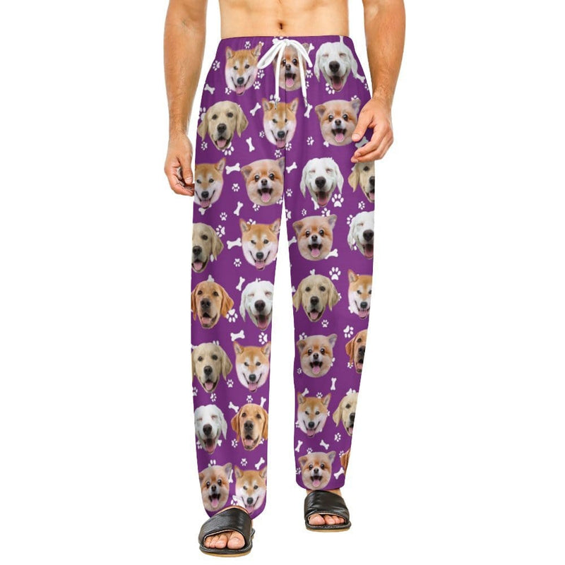 YesCustom Pajama Pants& Bandana-2ML-SDS Purple / S Christmas Flash Sale-Custom Dog Face Slumber Party Unisex Long Pajama Pants Best Christmas Gifts for Pet Lovers