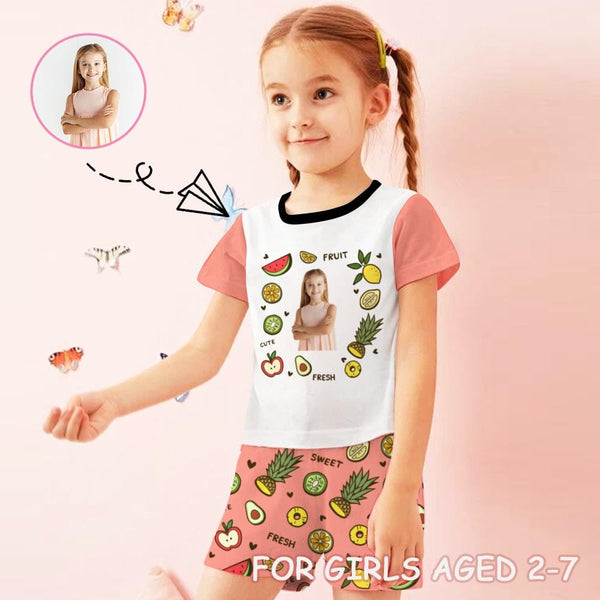 FacePajamas Pajama 2-3Y(XS) Little Kids Pajamas Personalized Custom Fruits Pajama Set with Photo For Girls 2-7Y