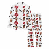 FacePajamas Mix Pajama-2ML 4 Pcs Face Print Pajamas-Custom Boyfriend Face XOXO Red Lips Nightwear Personalized Women's Long Pajamas & Women's Sexy Cami Pajama Set