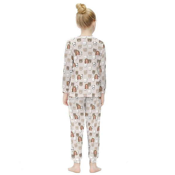 FacePajamas Pajama Custom Face Little Bear Sleepwear Personalized Kids Long Sleeve Pajamas Set