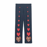 FacePajamas Pajama Pants Custom Face Pajama Pants Red Heart Couple Photo Sleepwear for Men & Women