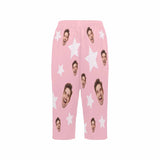 FacePajamas Pajama Shirt&Pants Custom Face Pink Star Cropped Pajama Pants For Women Girlfriend Gift Fashion