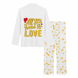 FacePajamas Pajama Custom Pet Photo & Name Pajamas Sleepwear Yellow Bones Personalized Women's Slumber Party Long Pajama Set
