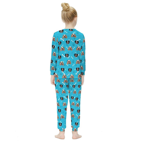 FacePajamas Pajama Custom Pets Face Pajamas Little Bone Sleepwear Personalized Kids Long Sleeve Pajama Set
