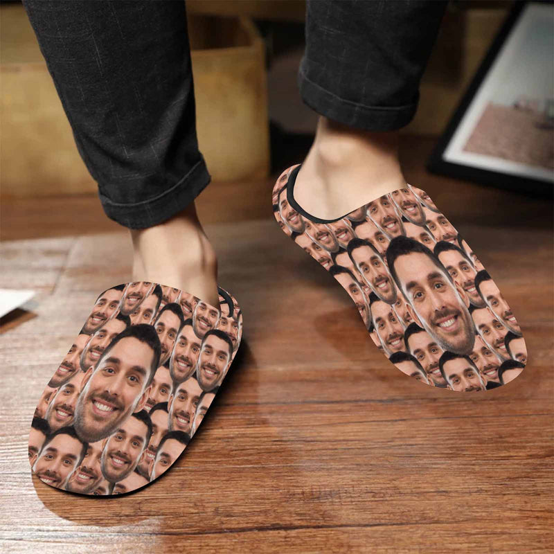 FacePajamas Slippers For Men / S Couple Gift Seamless Custom Face Photo All Over Print Personalized Non-Slip Cotton Slippers For Girlfriend Boyfriend