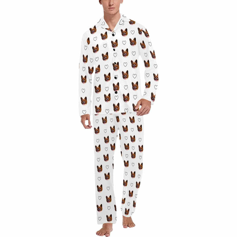 FacePajamas Pajama For Men / White / S Custom Pet Face Sleepwear Women's Lightweight Long Pajama Set
