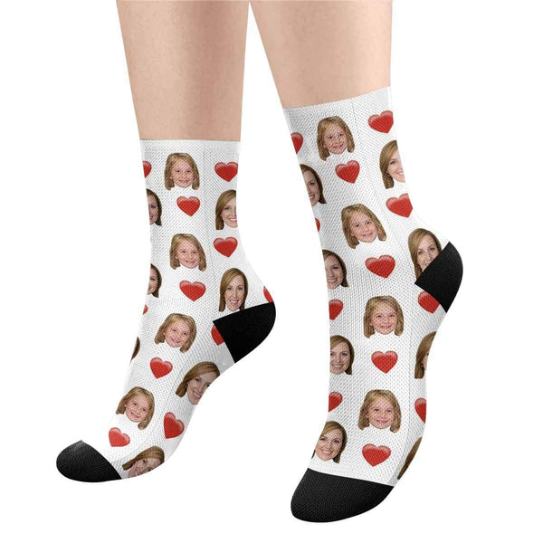 FacePajamas Sublimated Crew Socks For Mom Face on Socks Custom Face Mother's&Father's Day Affection Love Sublimated Crew Socks for Parents
