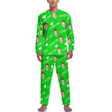 FacePajamas Pajama Men's Crew Neck Long Pajama Set / Green / S [TikTok Hot Selling] Custom Face I Love You Men's Pajamas Personalized Photo Sleepwear Sets