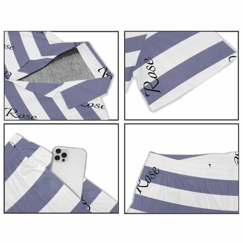 FacePajamas Pajama Personalized Name Pajamas for Men Summer Loungewear Custom Stripe Men's V-Neck Short Sleeve Pajama Set
