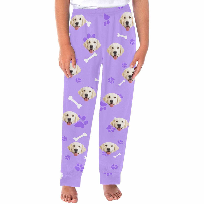 FacePajamas Pajama Shirt&Pants Purple Trousers / XS Custom Face Kids' All Over Print Pajama Top & Trousers Multiple Colors Pet Personalized Long Pajama Set