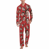 FacePajamas Pajama Red / S Custom Face Black & Blue & Red Persoanlized Sleepwear Men's Long Pajama Set