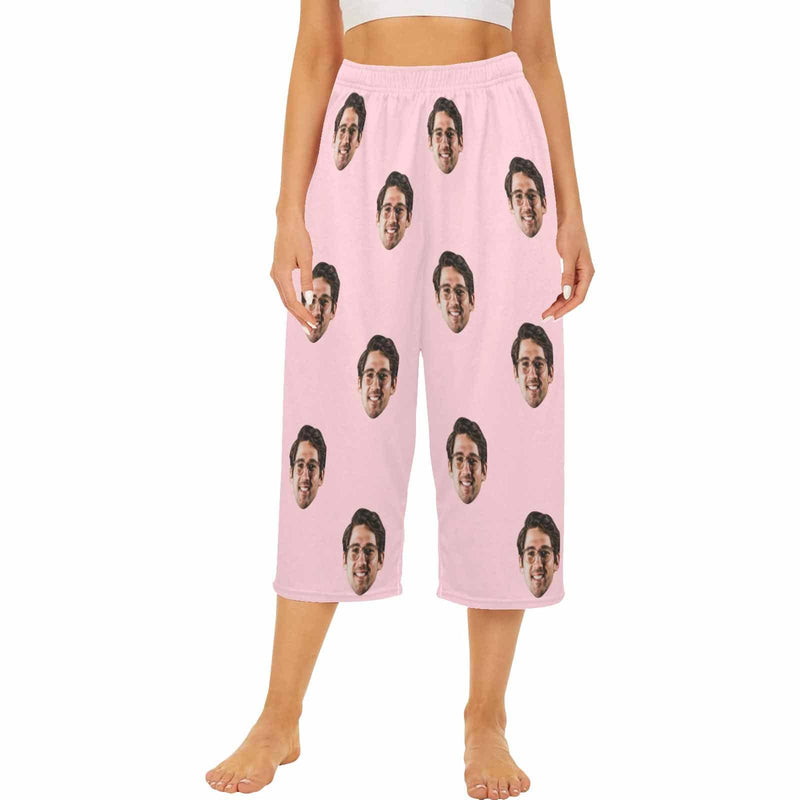 FacePajamas Pajama Shirt&Pants S Custom Face Pink Cropped Pajama Pants For Women Girlfriend Gift